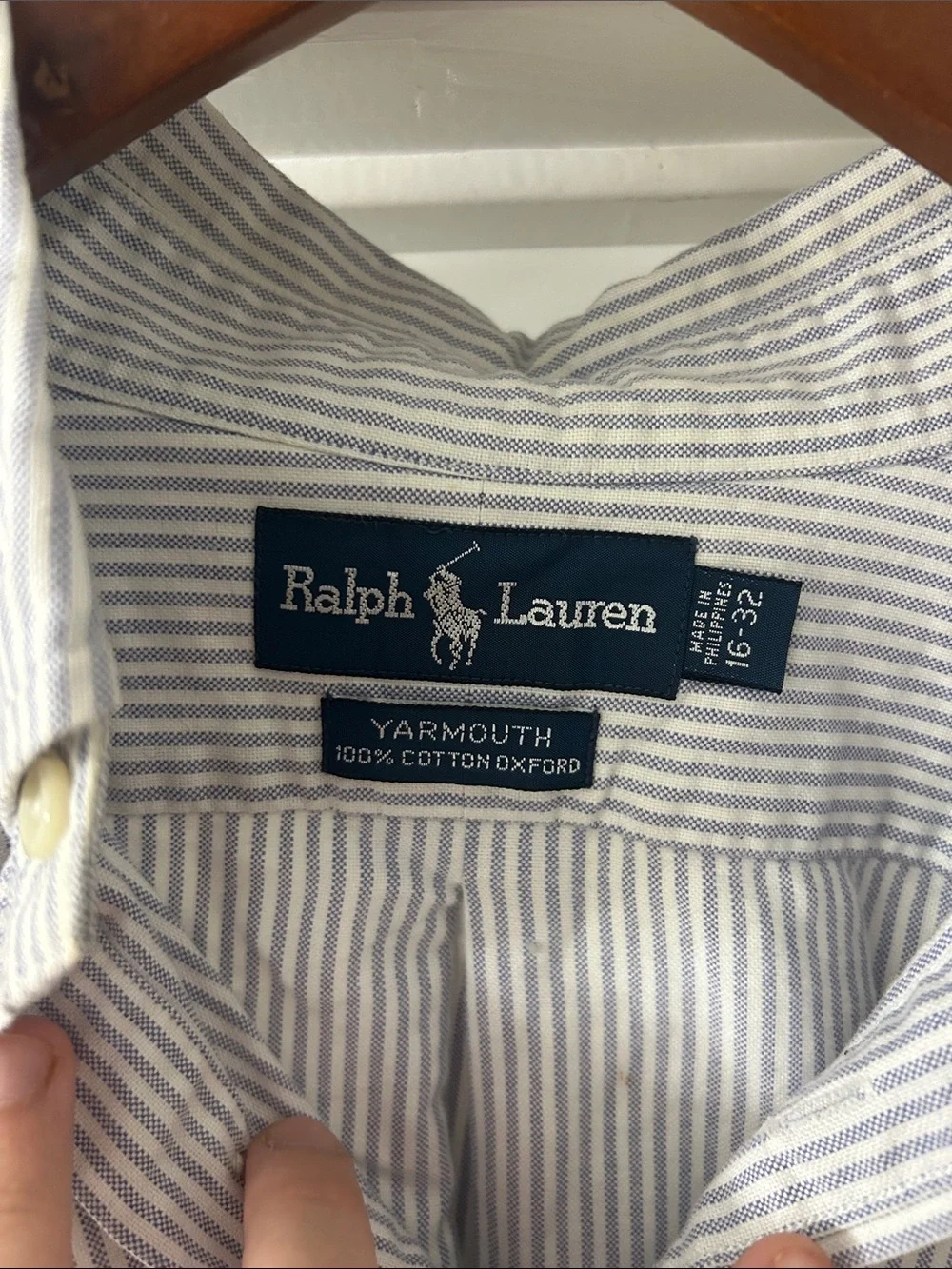 Polo by Ralph Lauren Light Blue and White Striped Button-Down Shirt